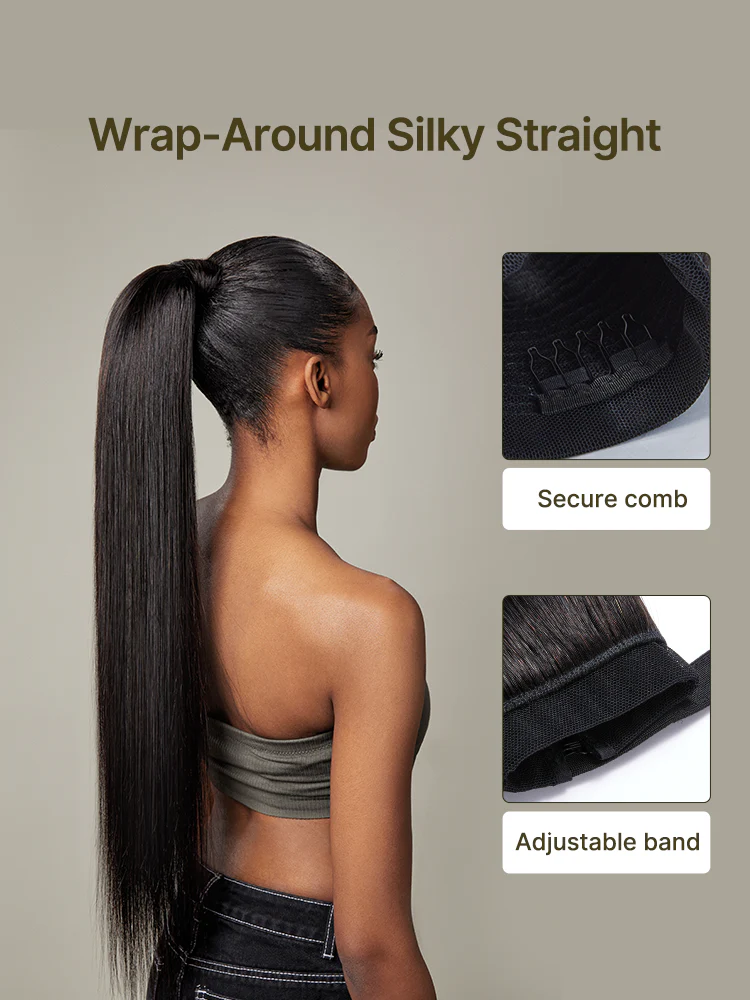 Frodio 100% Human Hair High-Density 10-Sec Ponytail Hairstyle Drawstring Ponytail Hair Extensions Ponytail