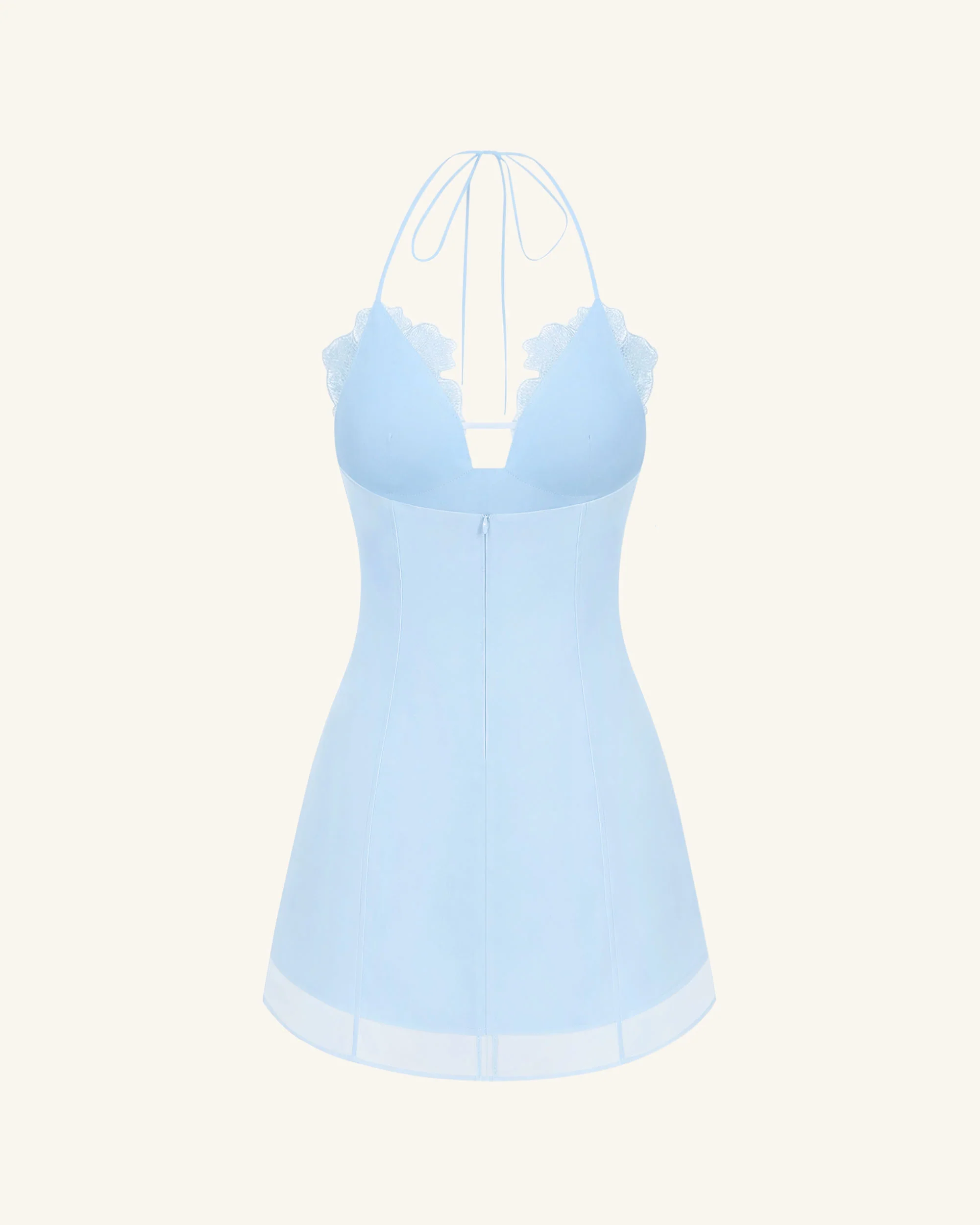 Flower Embroidered Mini Dress - Blue