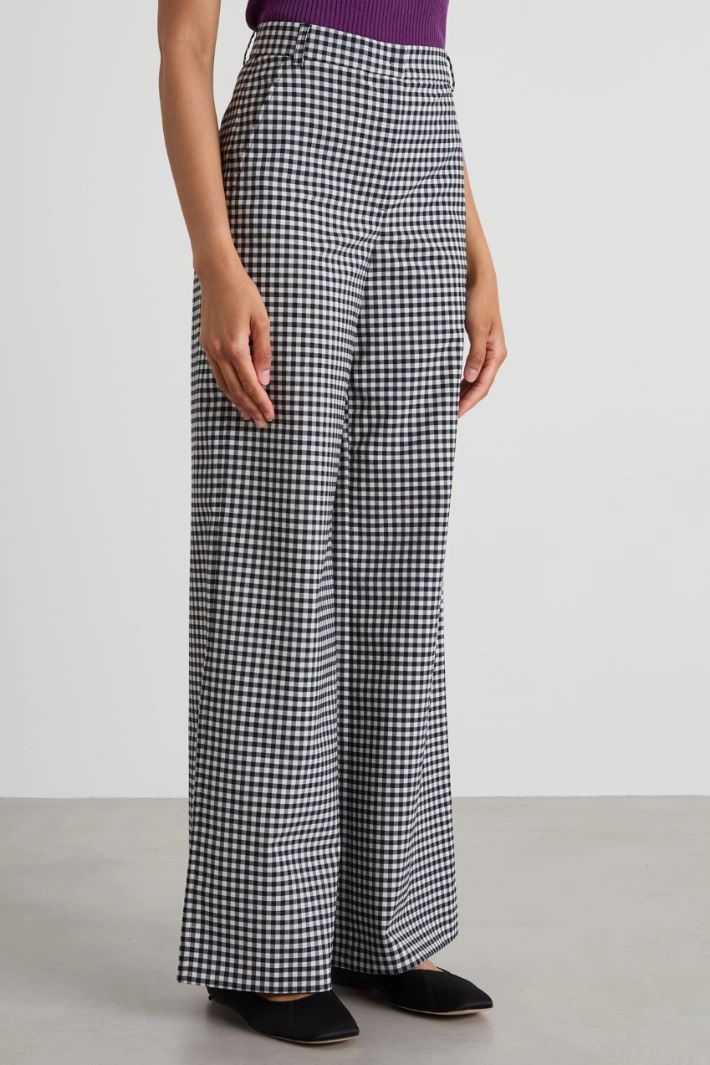 Wool canvas straight trousers - WHITE BLUE