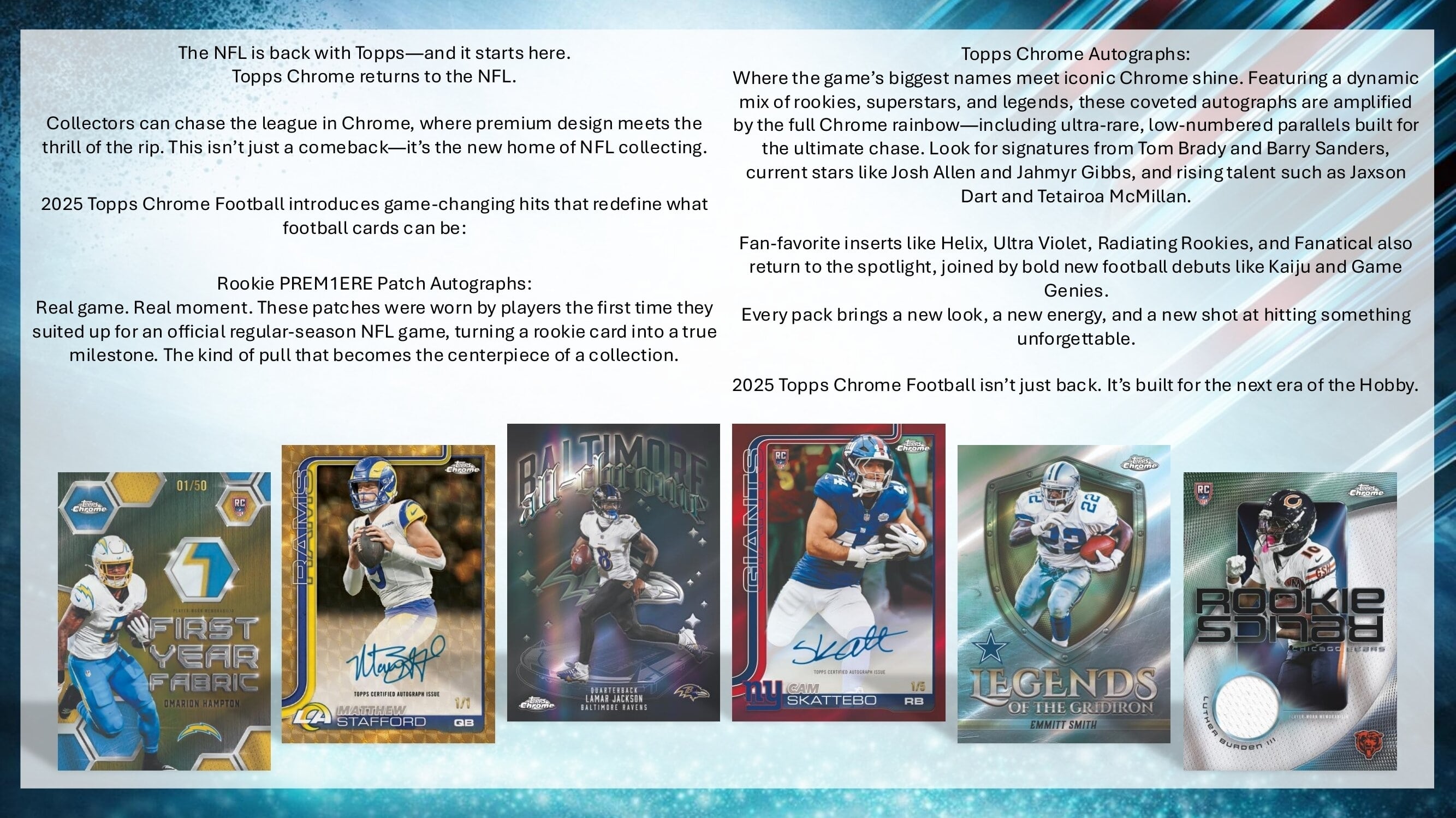 2025 Topps Chrome Football NFL Hobby Jumbo Pack