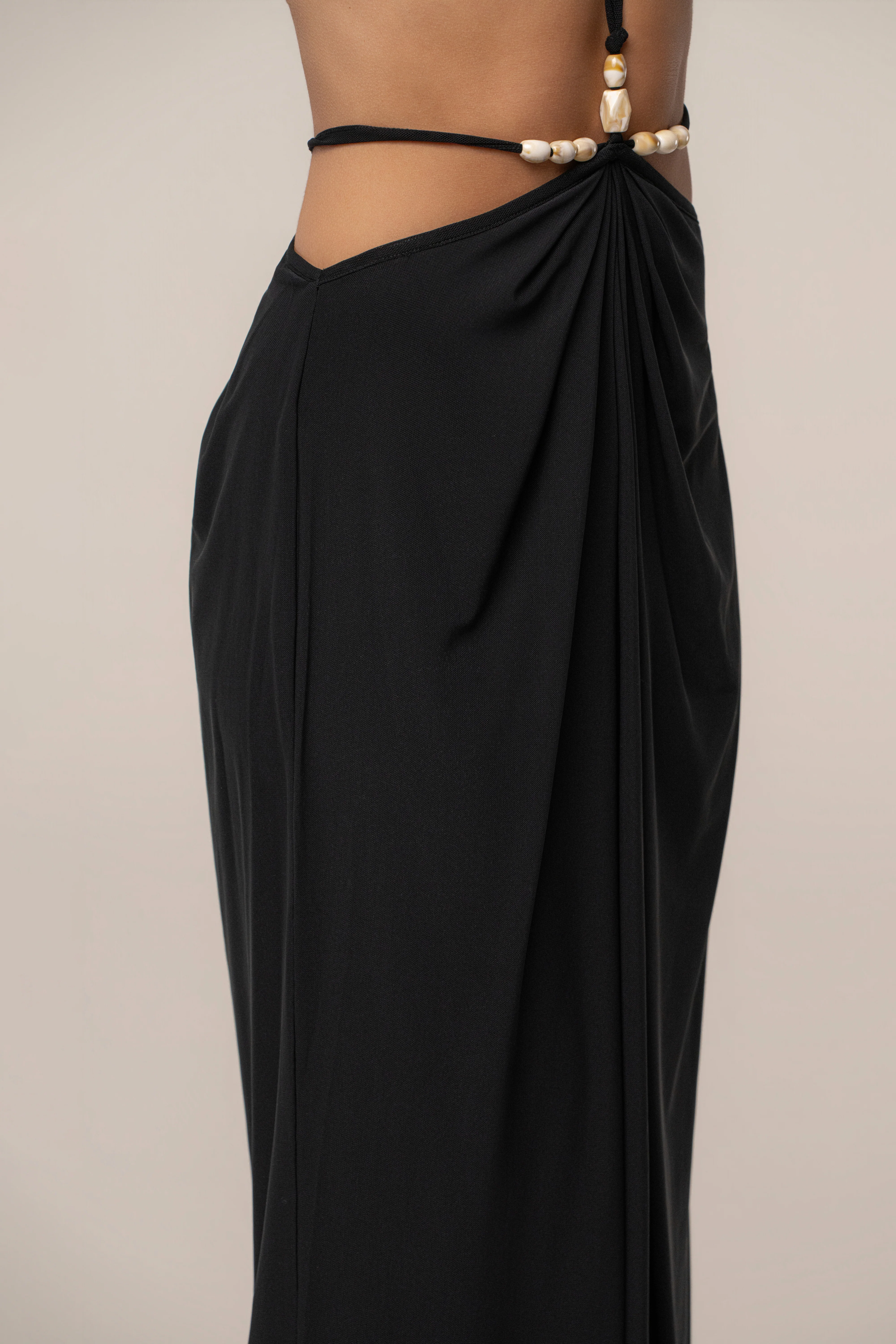 Black Hera Draped Maxi Skirt