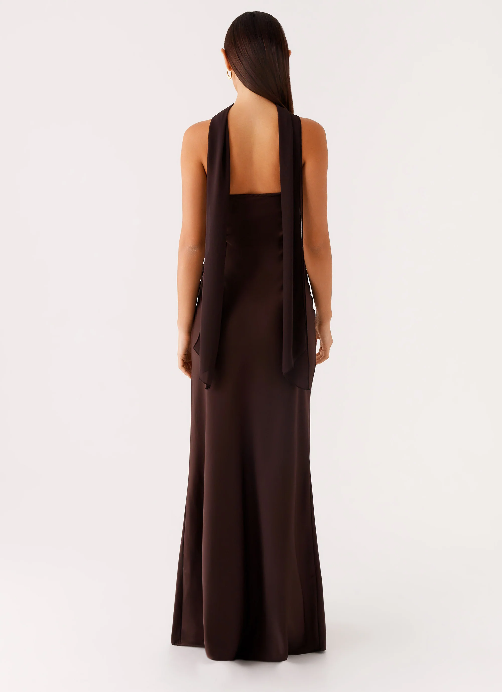 Alaine Scarf Maxi Dress - Dark Chocolate