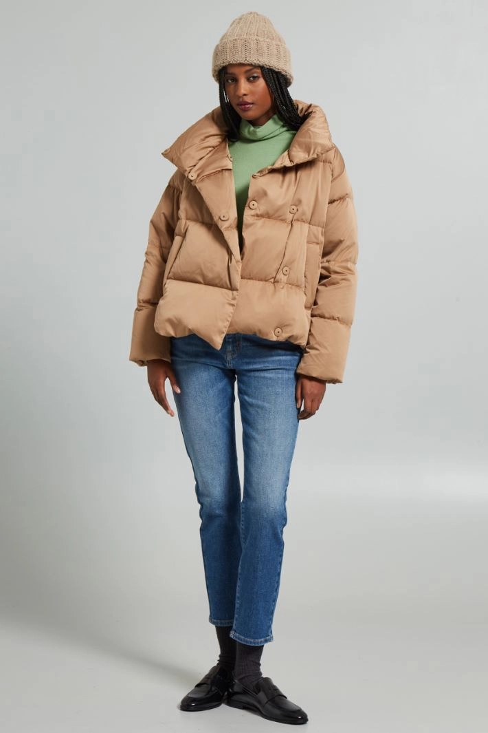 Turn-up beanie hat - BEIGE