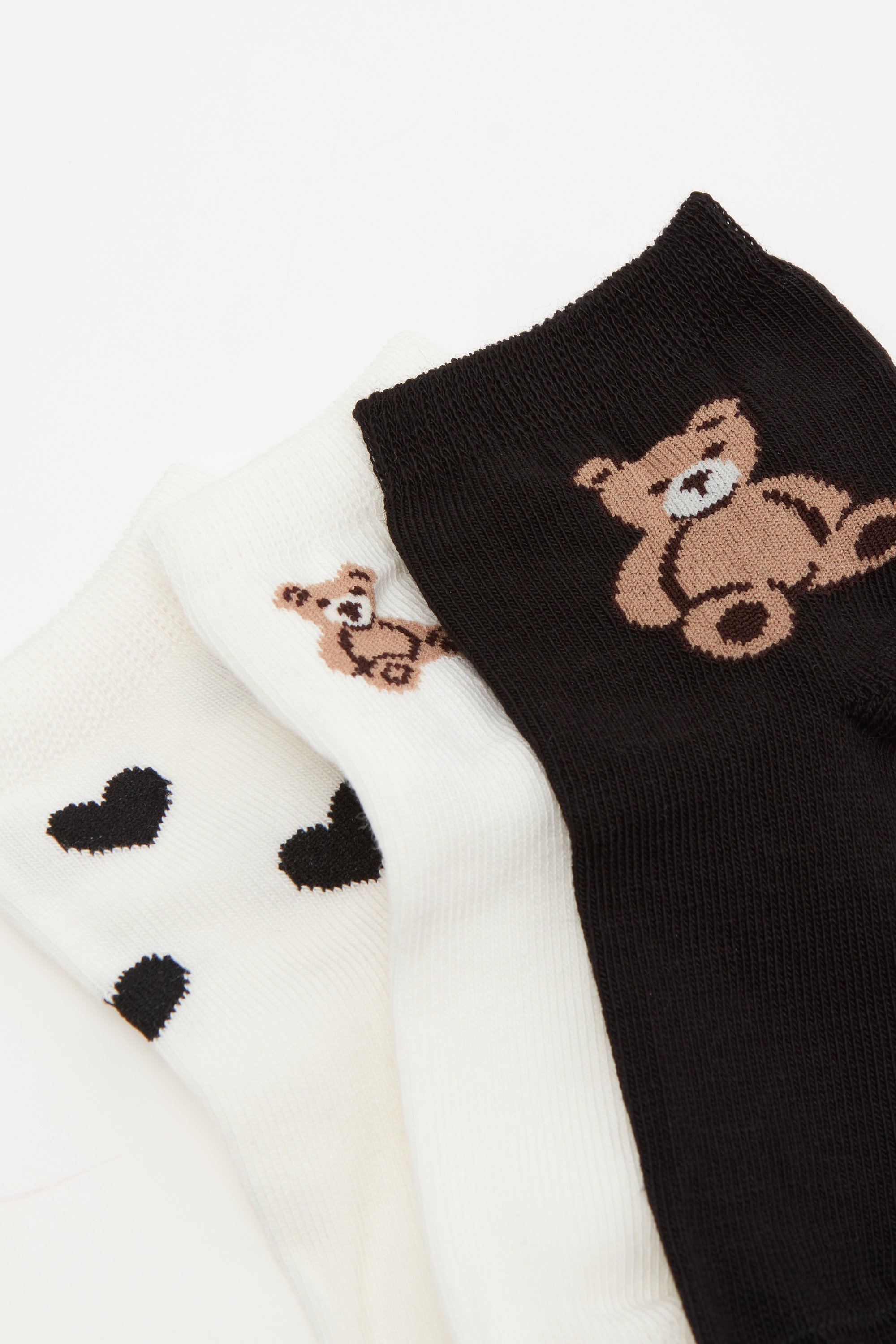 Three Pairs of Girls' Short Patterned Cotton Socks