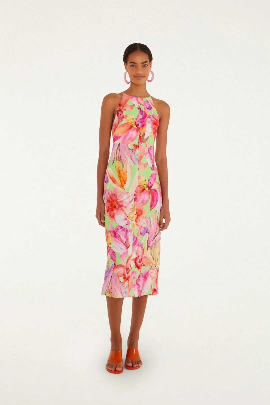 Multicolor Artsy Flora Midi Dress