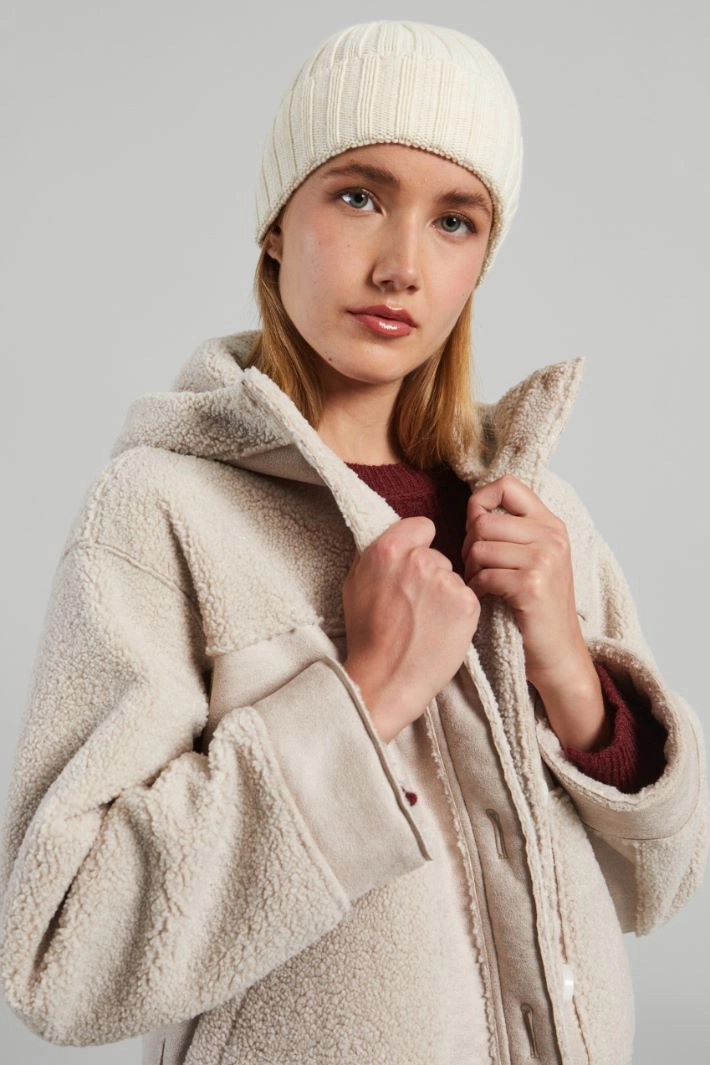 Turn-up beanie hat - WHITE CREAM