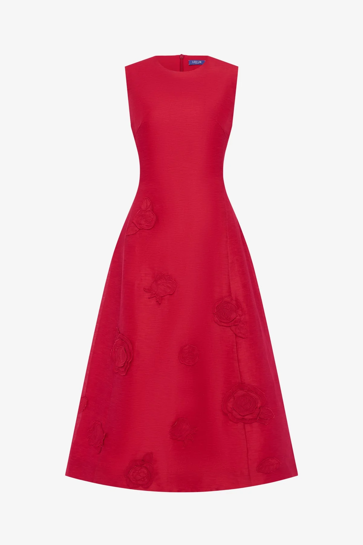 Cleo Appliqué Sleeveless Midi Dress - Scarlet