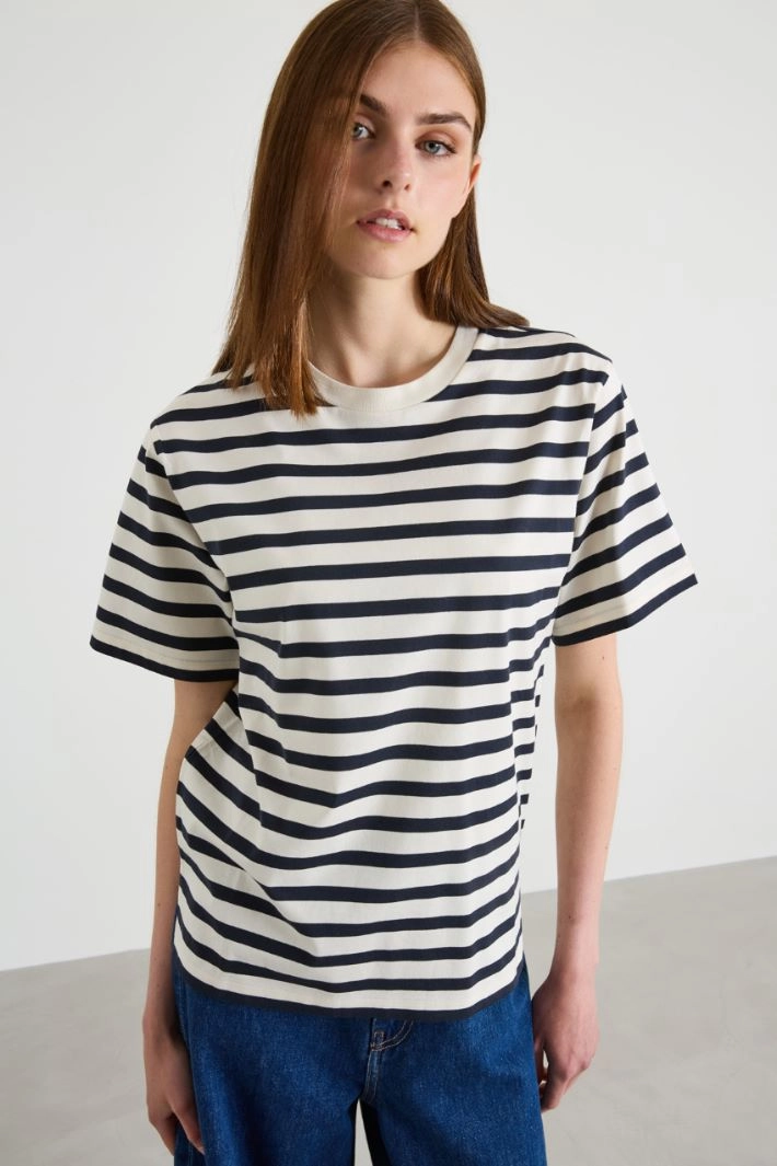 Cotton T-shirt - CREAM BLUE