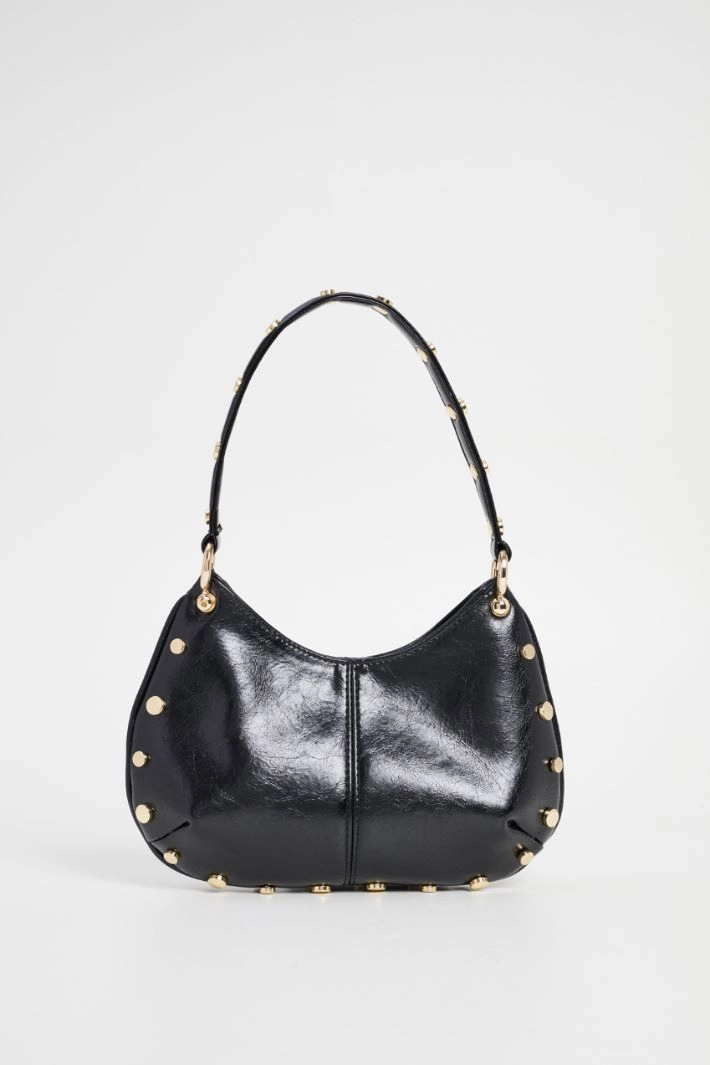 Half-moon bag with studs - BLACK