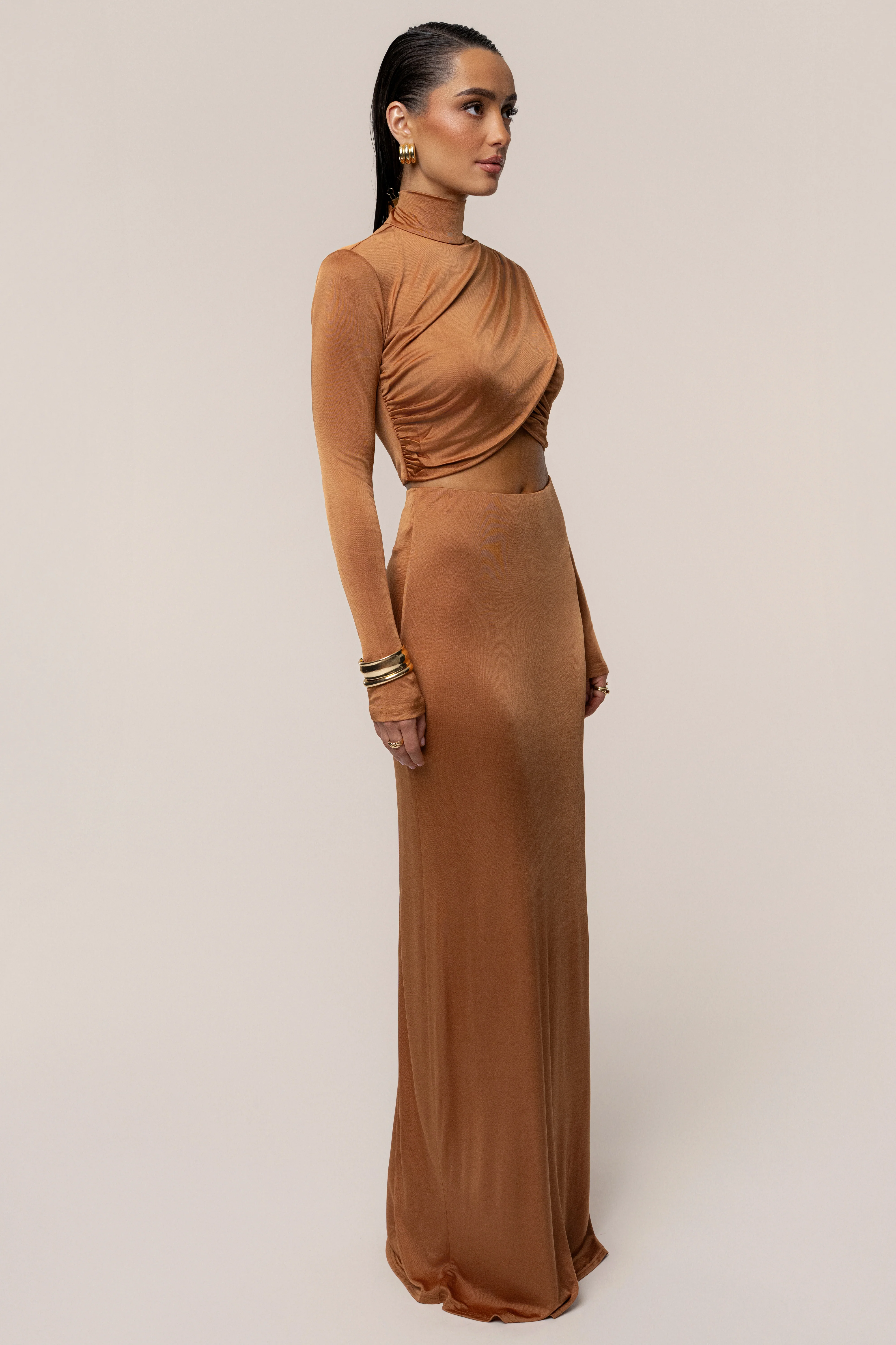 Copper Ultra High Waist Maxi Skirt