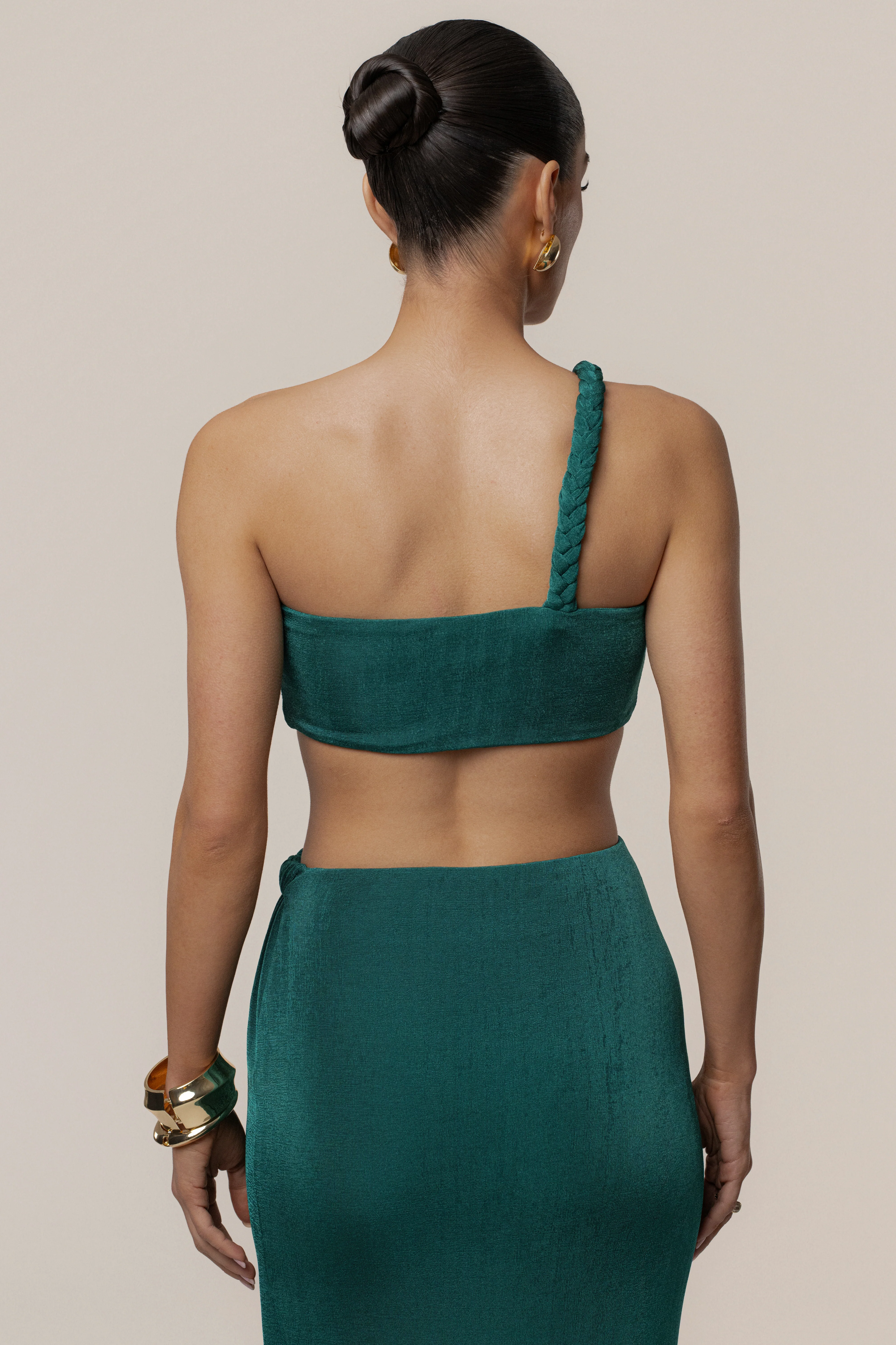 Green Ema One Shoulder Maxi Dress