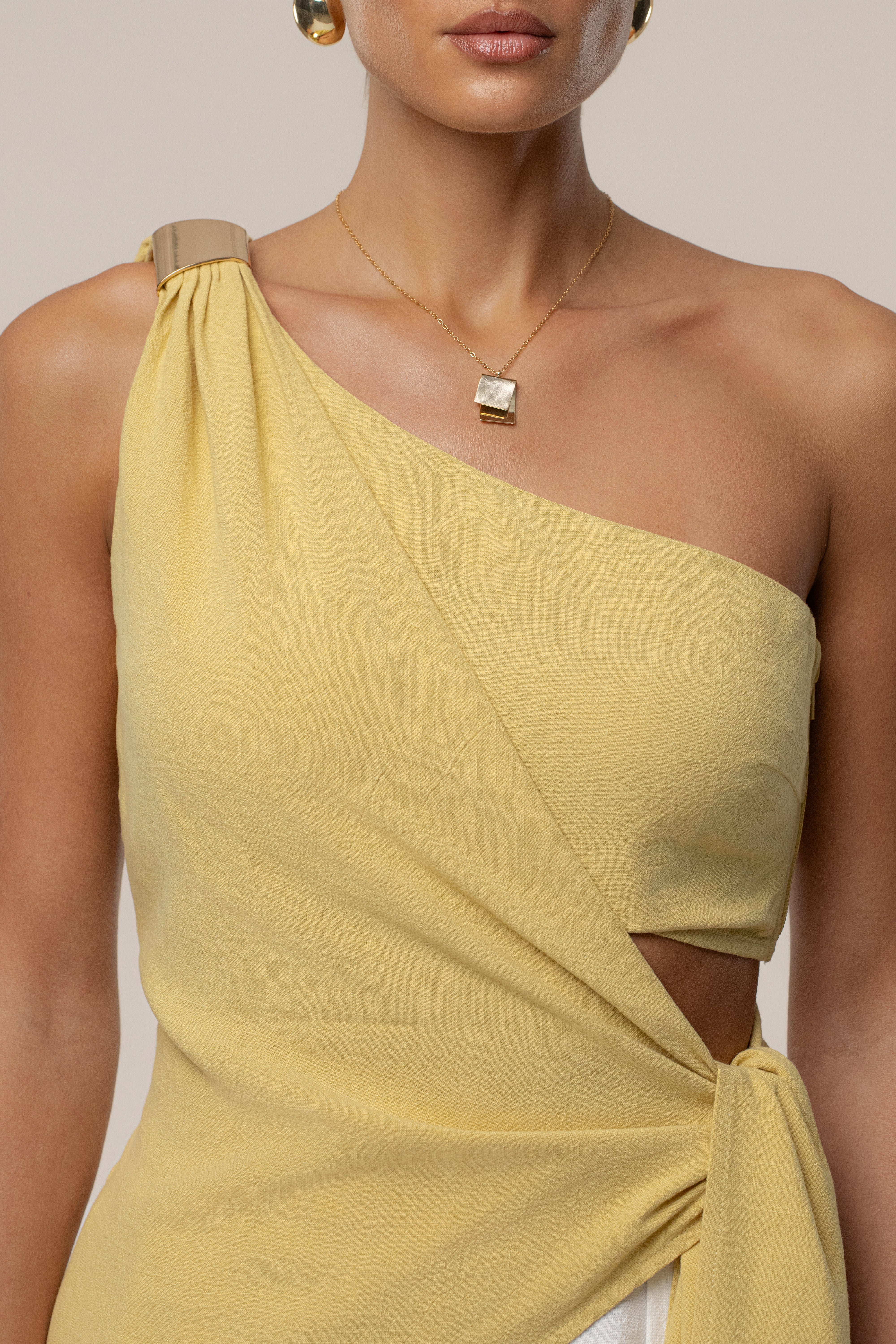 Yellow Palmera One Shoulder Top
