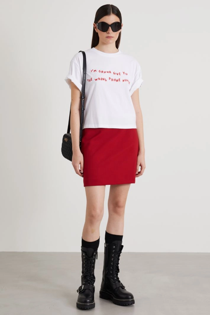 Boxy T-shirt with print - WHITE