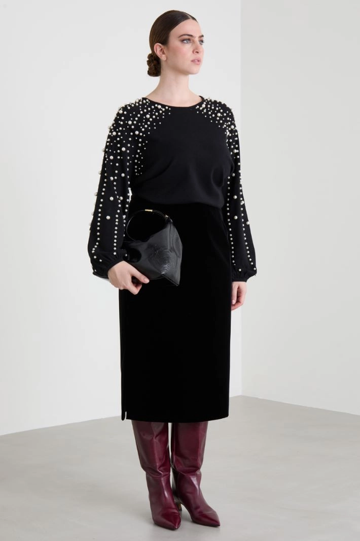 Beaded sweater - BLACK