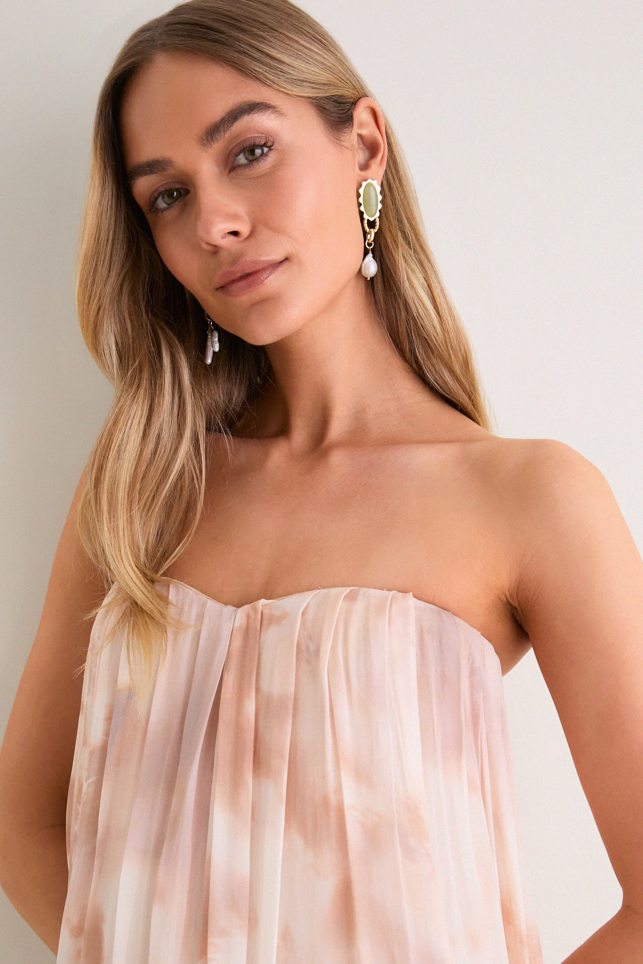 Frappe Multi Tie Die Raine Wire Strapless Gown