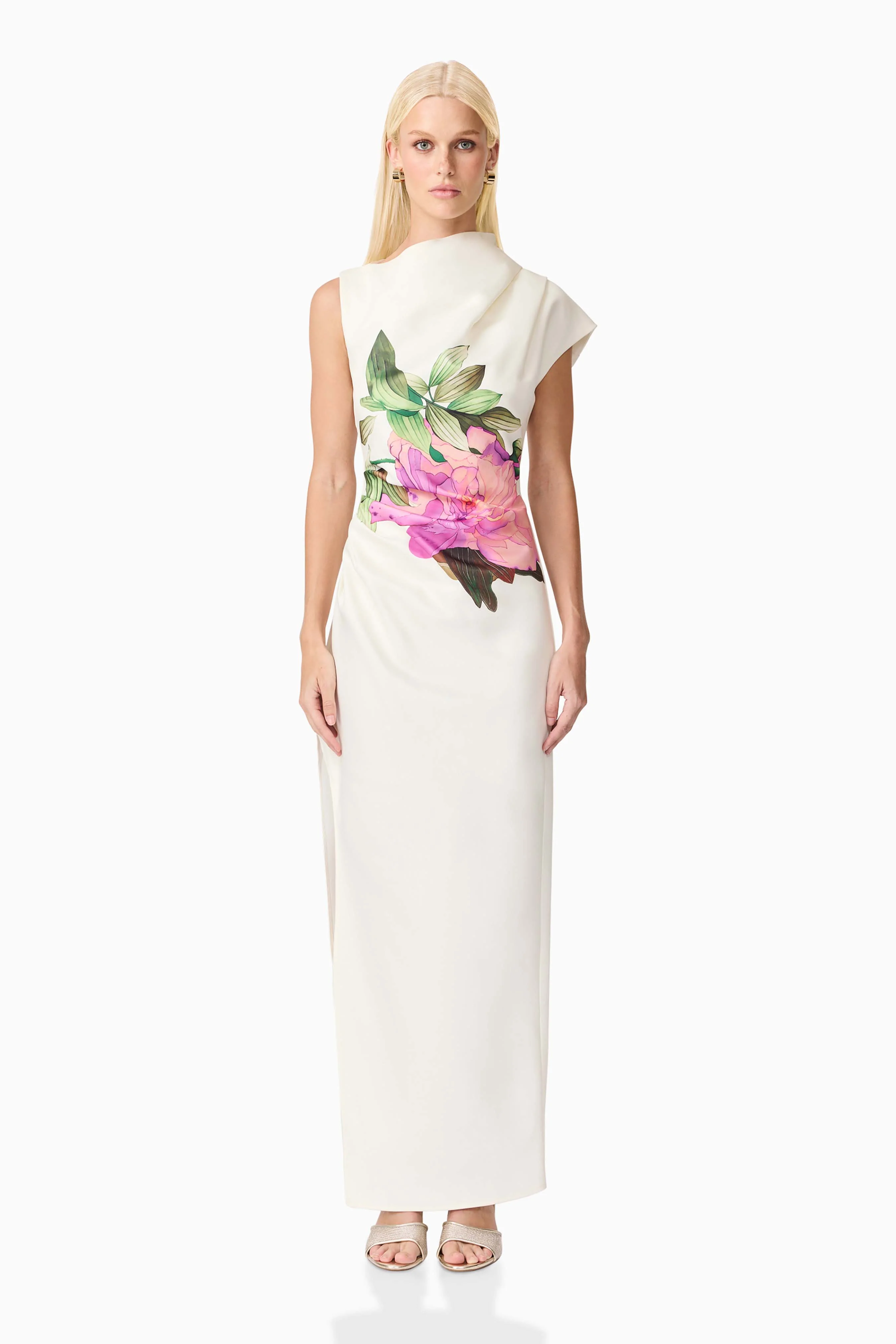 Azelie Asymmetrical Gown in White