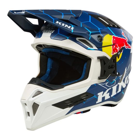Casque cross Kini Red Bull EXC 1.0 2025 - Blanc / BleuRef : KRB0135
