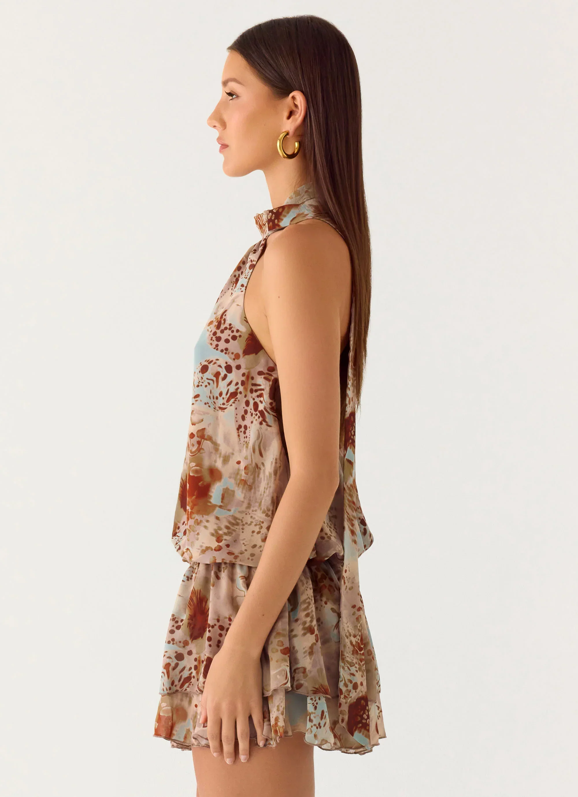Rhodanthe Drop Waist Mini Dress - Desert Blur