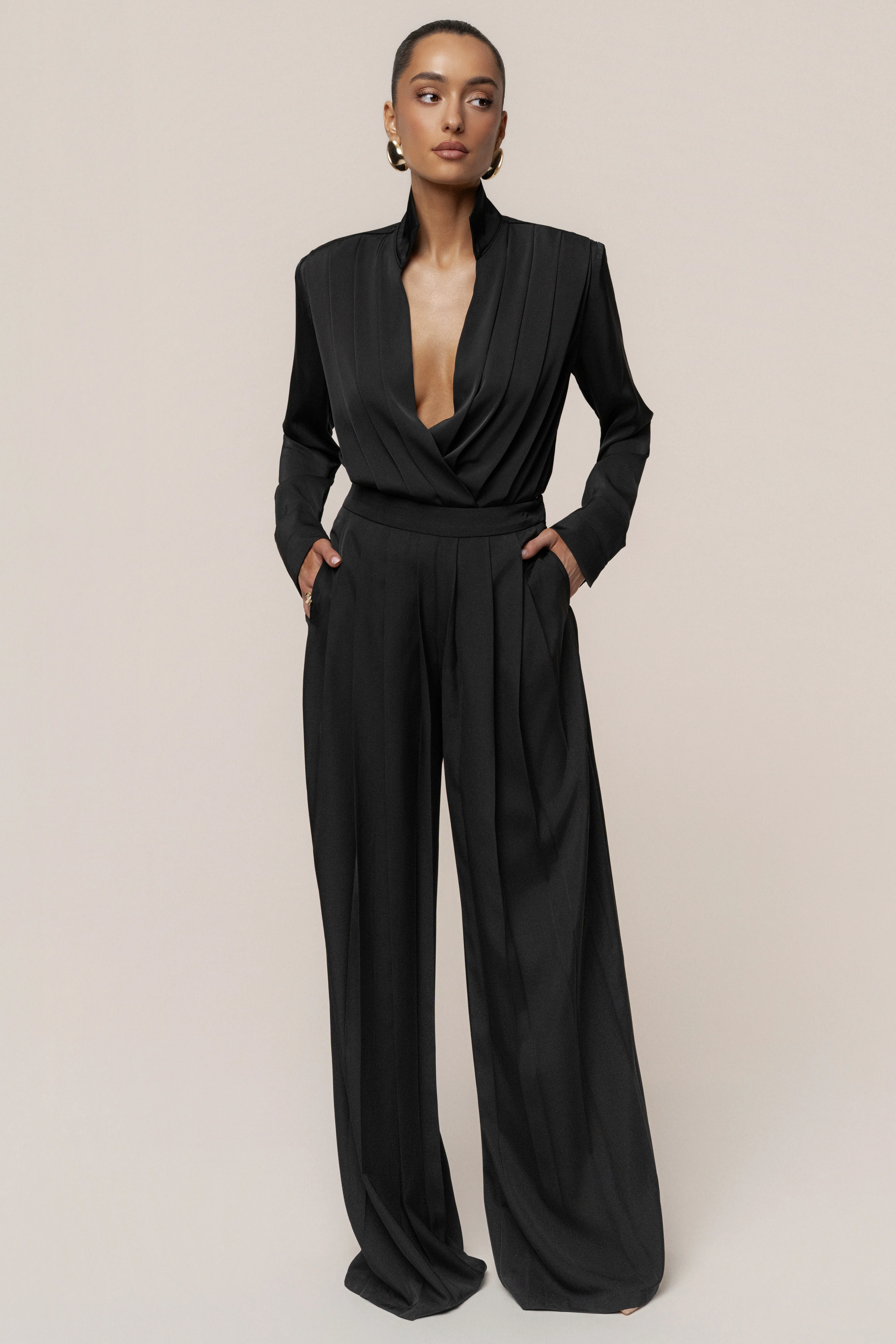 Black Visionary Pleated Bodysuit