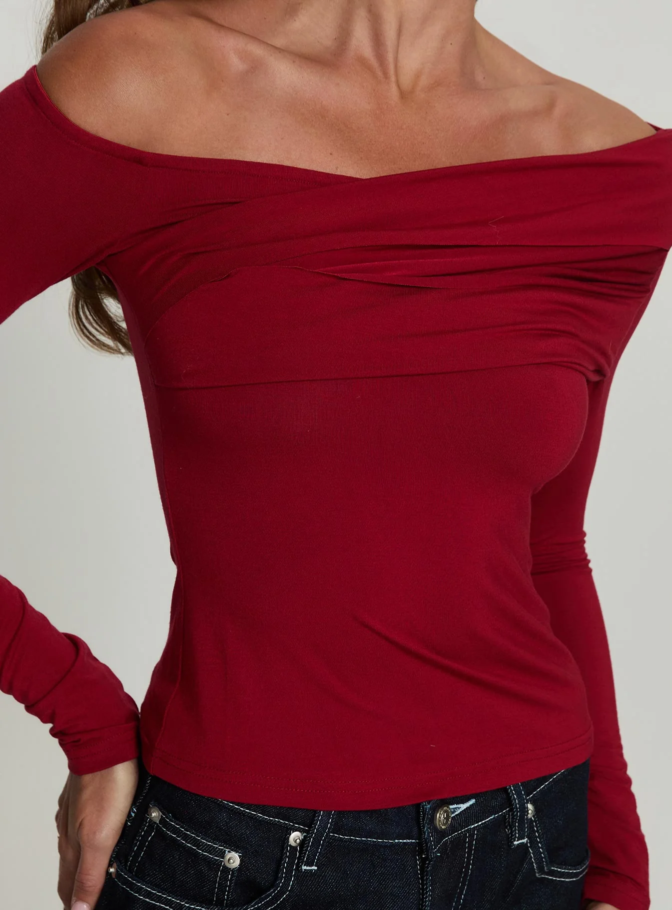 Sedonia Gathered Wrap Top Red