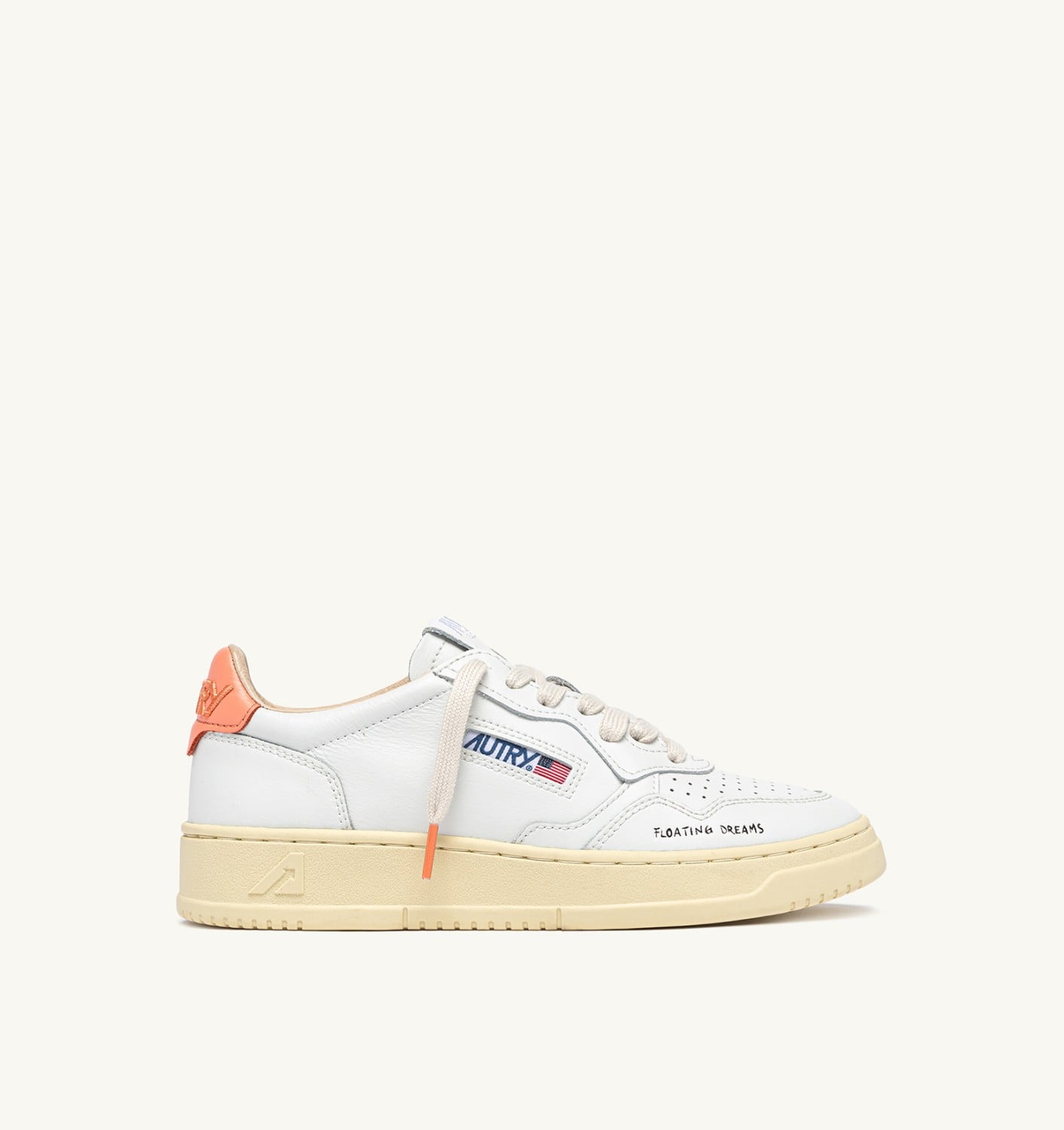 MEDALIST LOW SNEAKERS IN WHITE AND PEACH PINK LEATHER