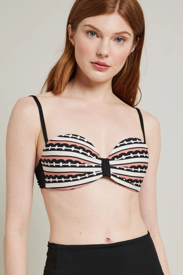Bandeau bikini top - BLACK PINK WHITE