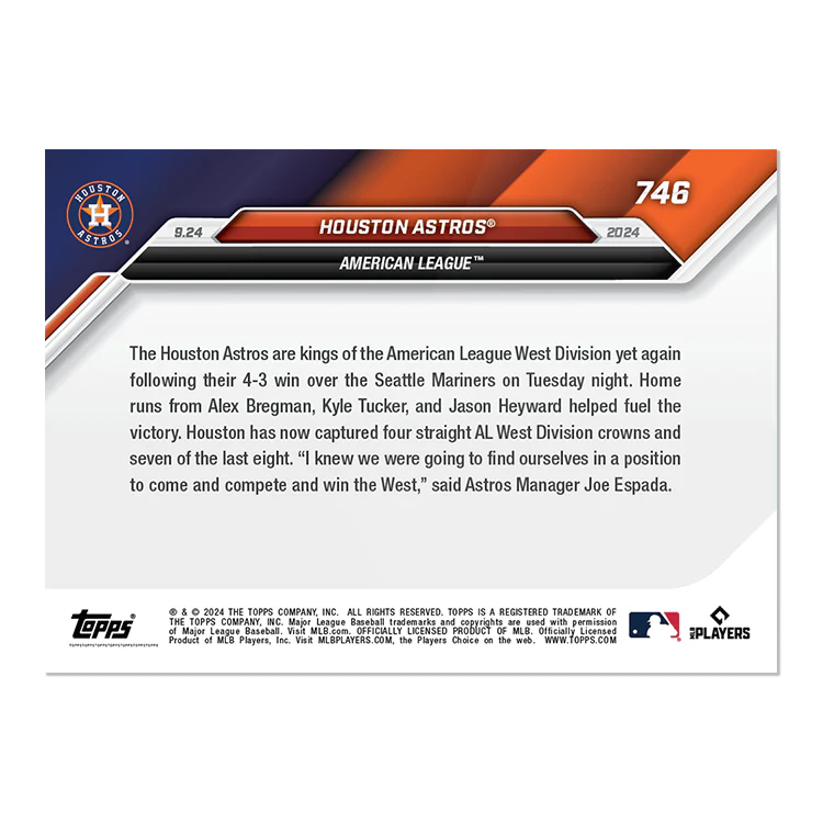 Houston Astros - 2024 MLB TOPPS NOW® Card 746