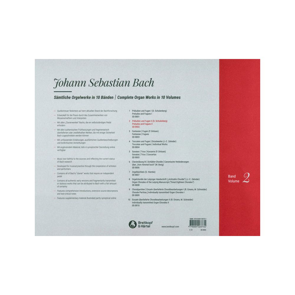 Breitkopf & Härtel Bach Sämtliche Orgelwerke 2 – Thomann Ireland