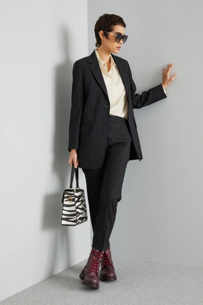 Blazer in pinstriped wool - BLACK