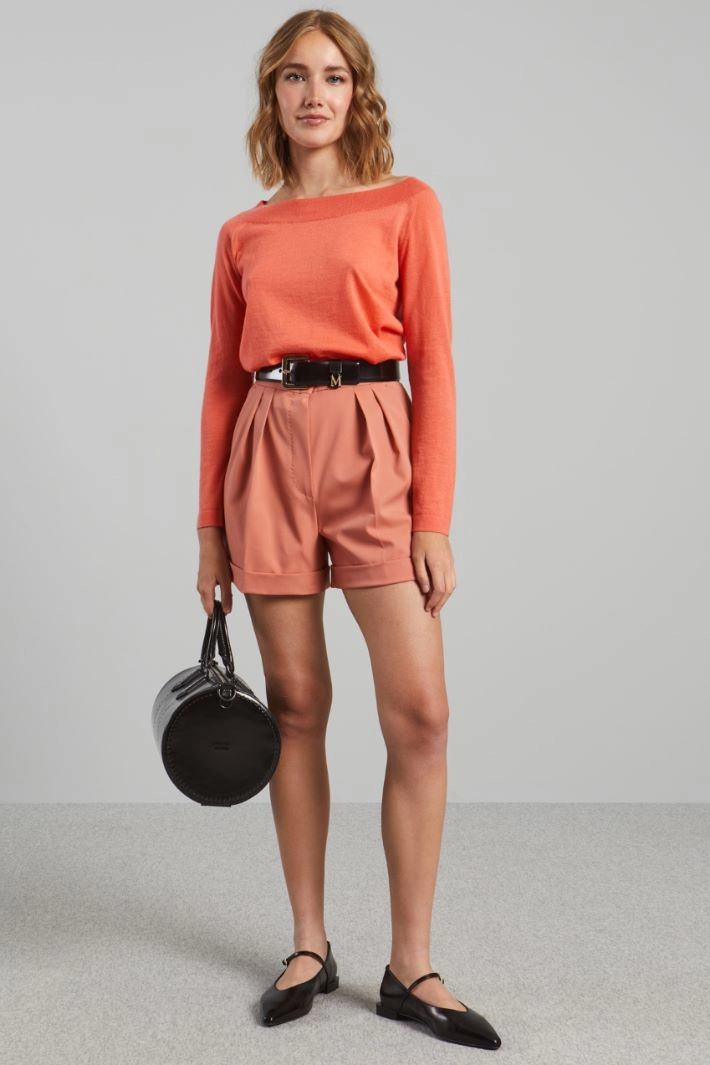 Boat neck sweater - CORAL