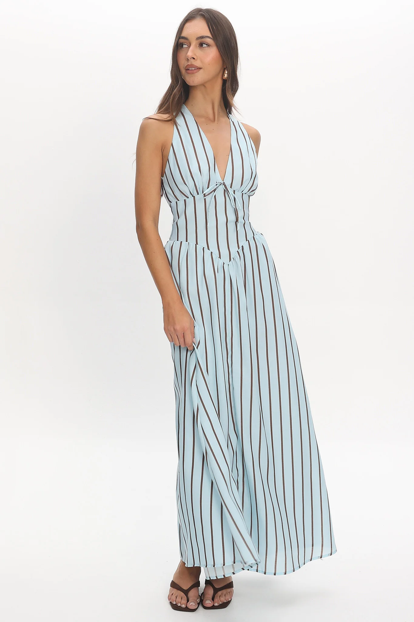 Cabana Stripe Maxi Dress Light Blue