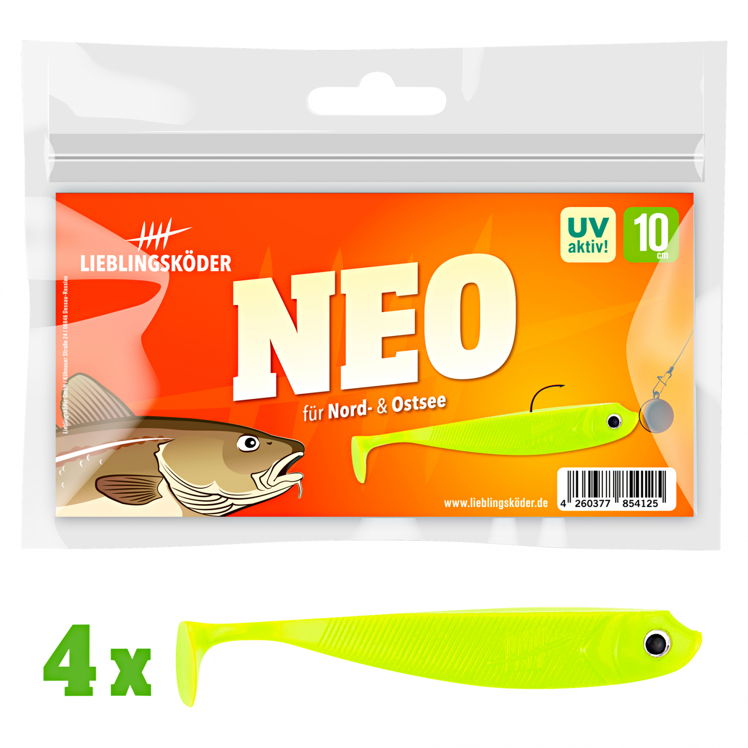 Lieblingsköder Shad Zander Bait (10 cm, Neo)