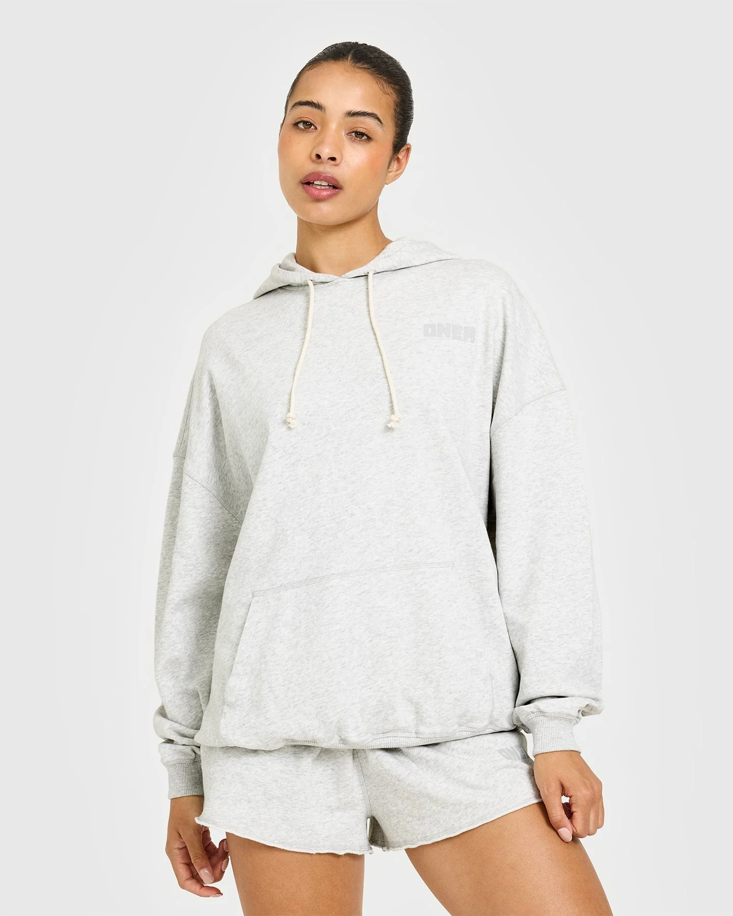 Raw Lounge Oversized Hoodie | Light Grey Marl