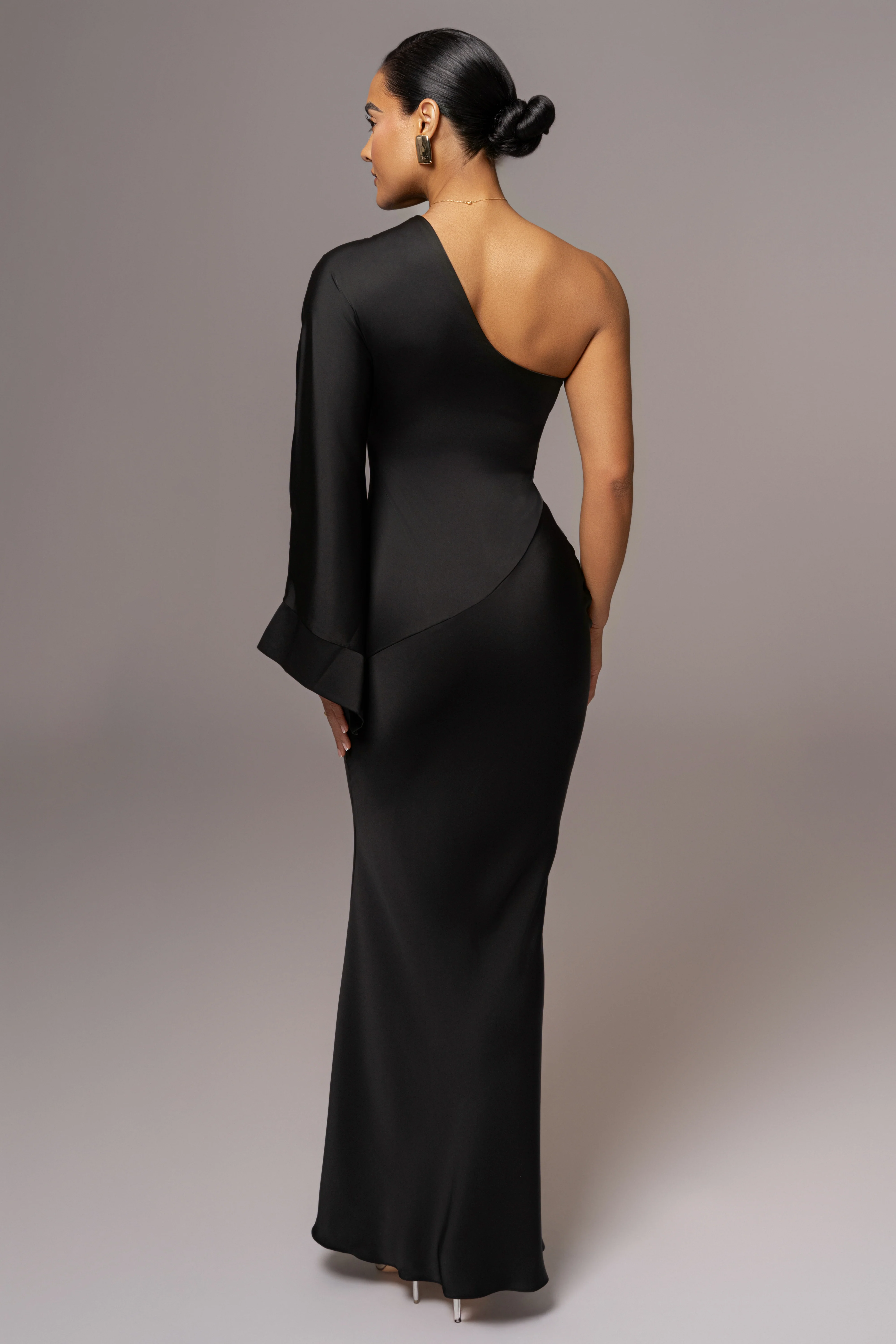 Black Femme Drape Maxi Dress