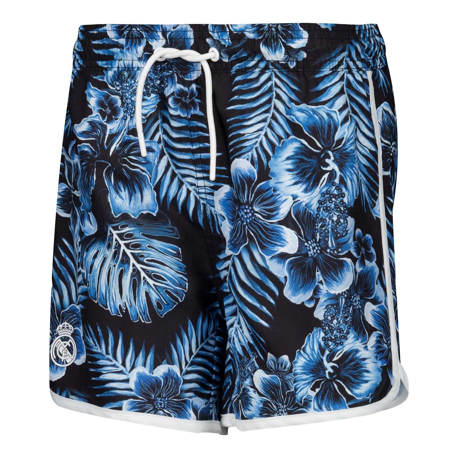 Kids Real Madrid Flower Print Blue Swimshorts