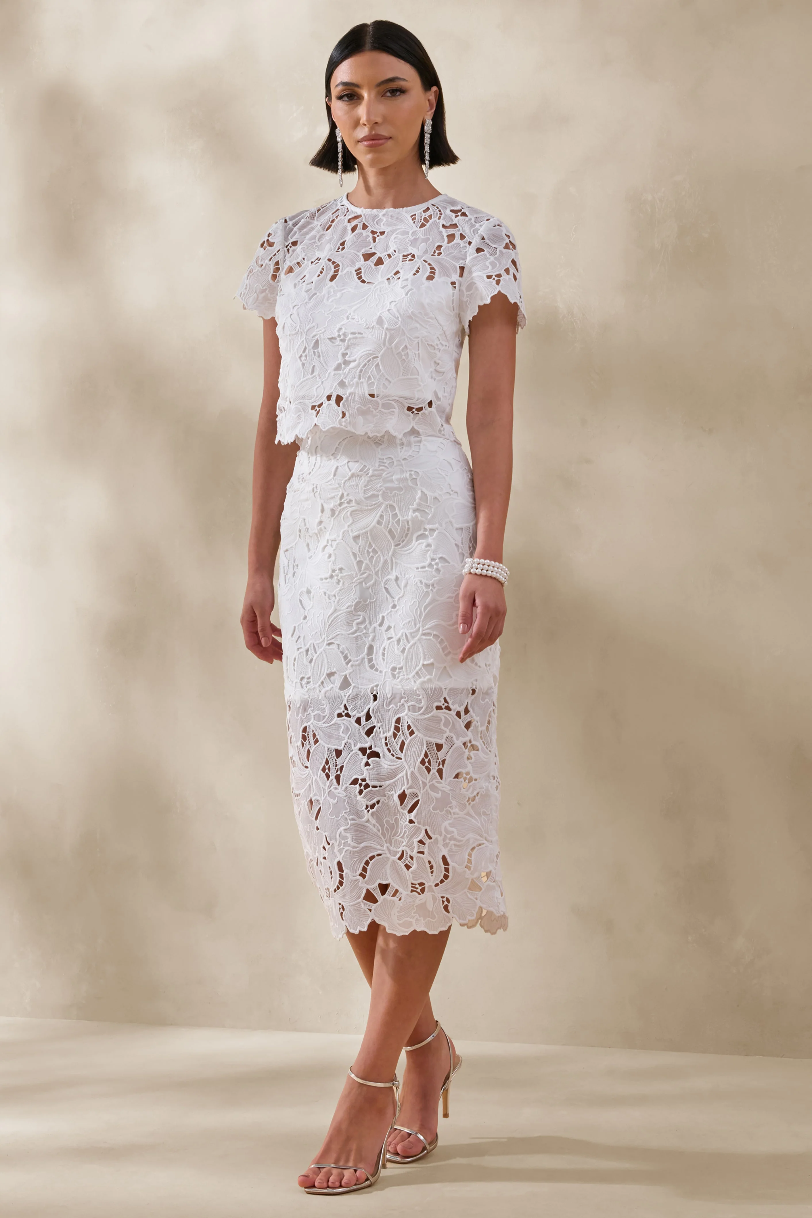 Aisling | White Lace Midi-Skirt