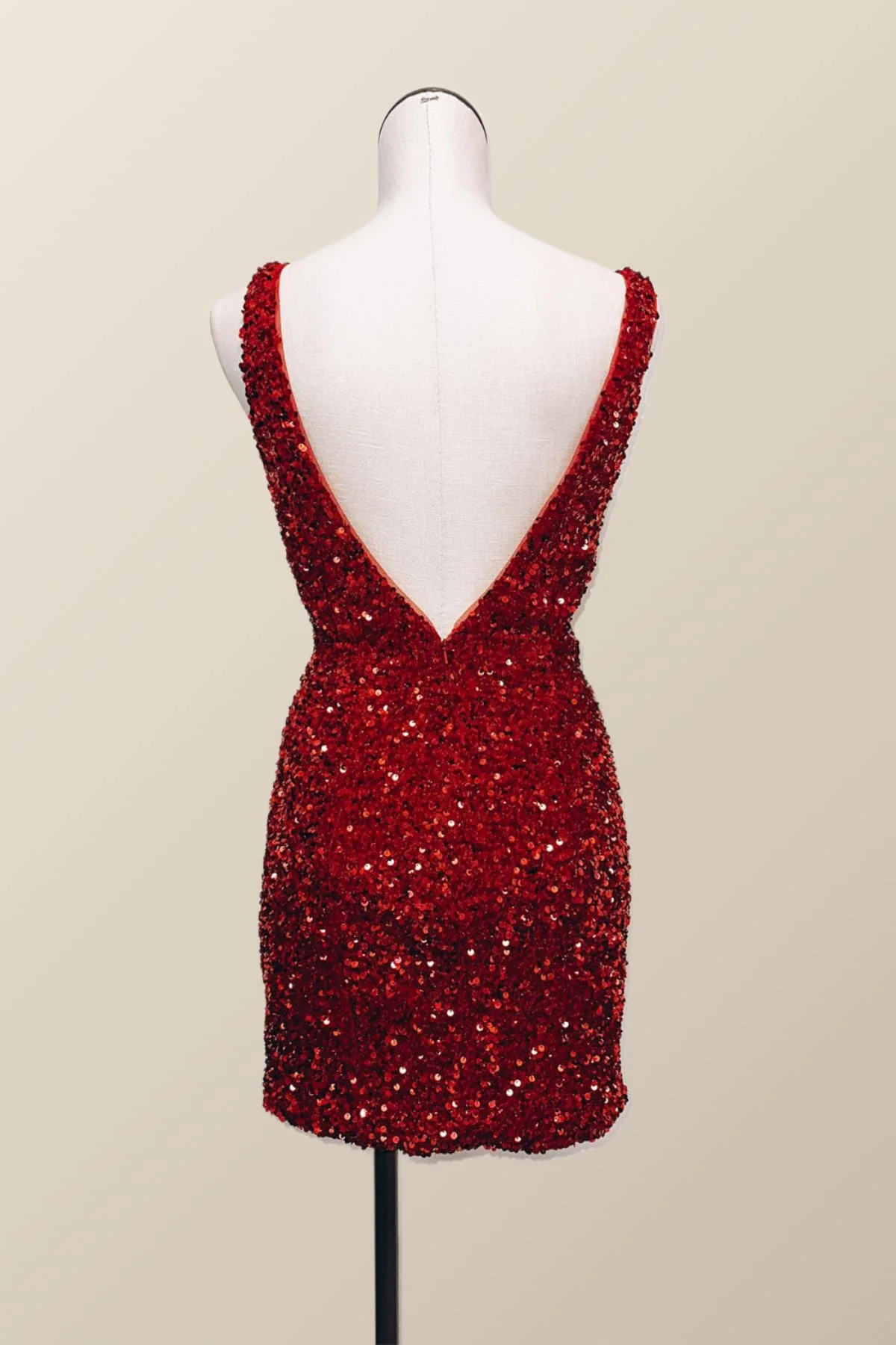 Wine Red Sequin Tight Mini Dress