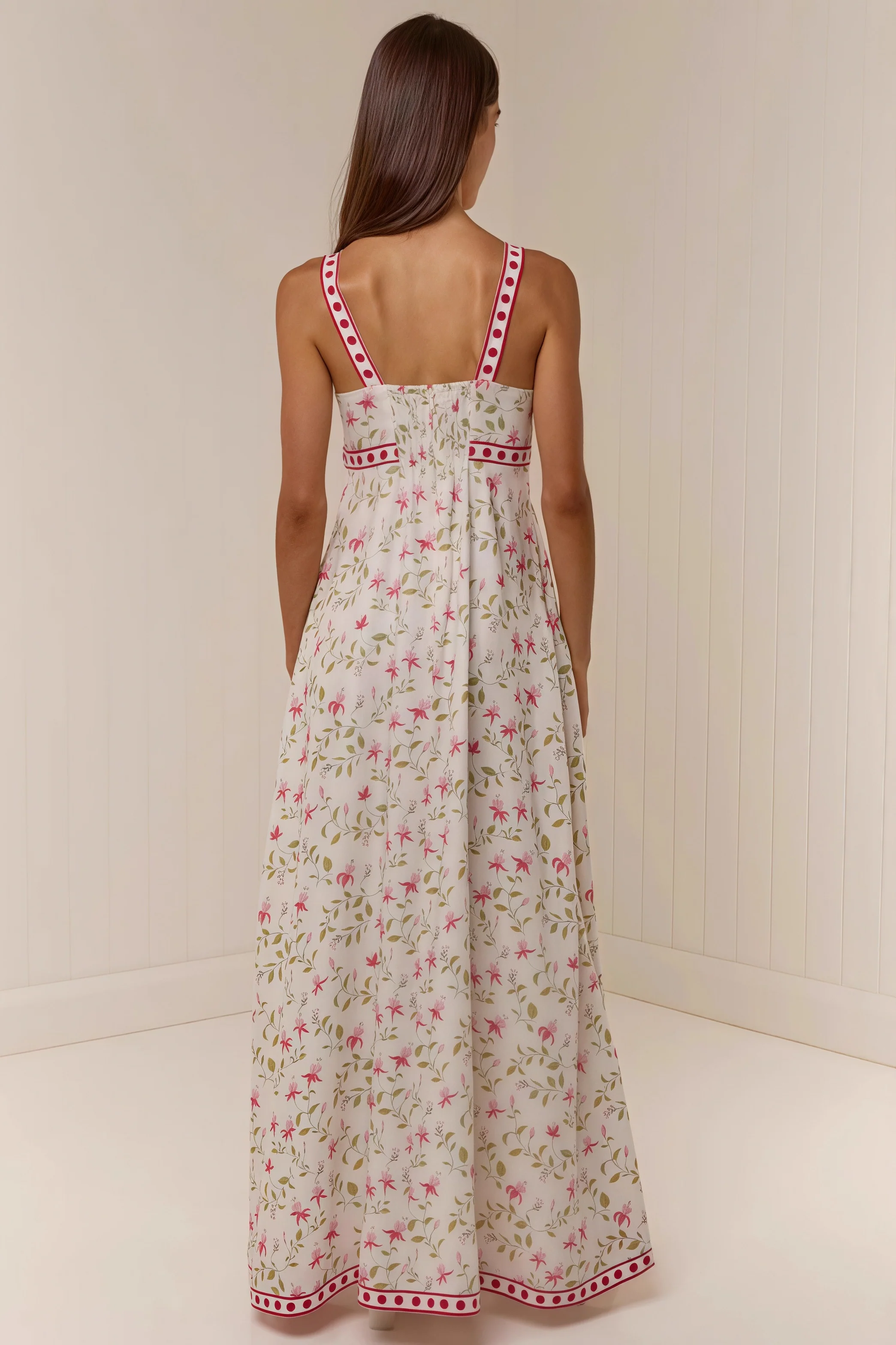 Casual Linen Print Spaghetti Strap Summer Maxi Dress