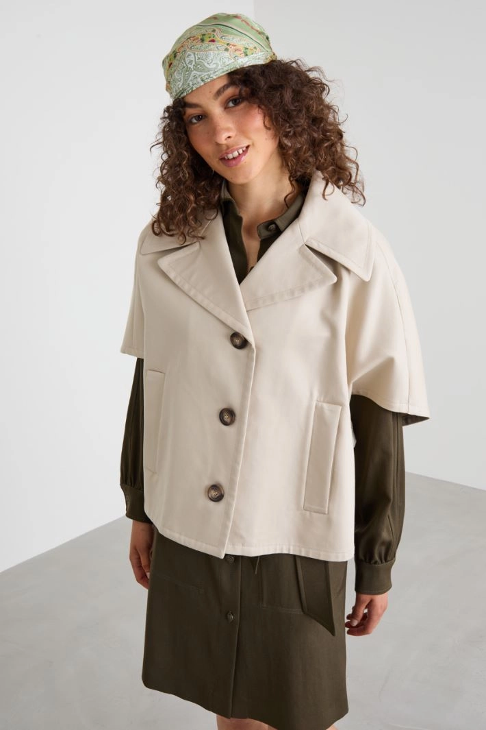 Cotton gabardine cape - SAND