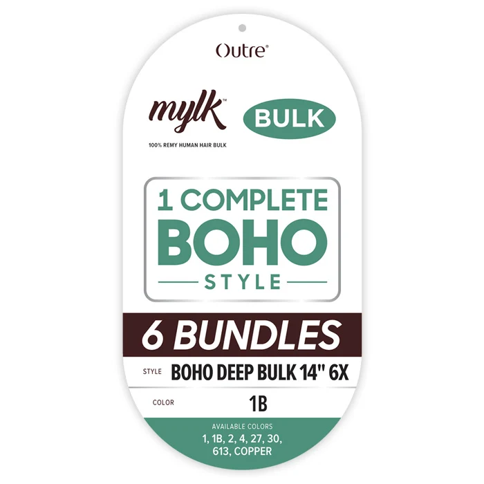 Outre Mylk 100% Remy Human Hair Bulk Braids 6 Bundles - BOHO DEEP BULK 14
