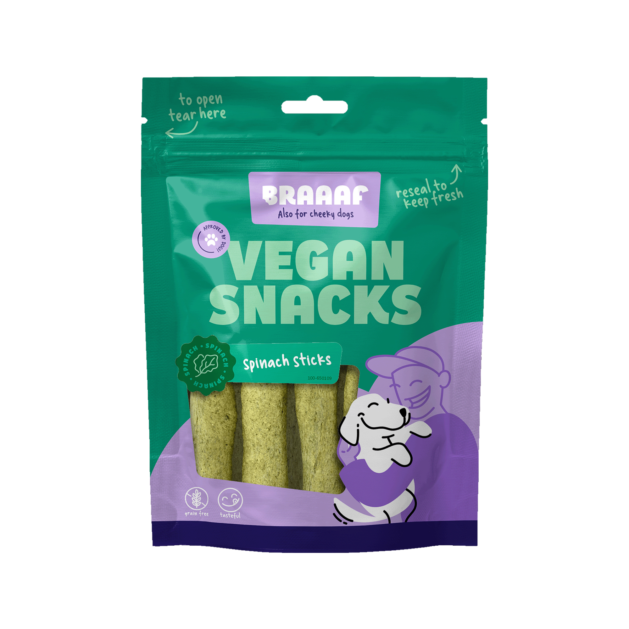 Braaaf  Vegan Snack Sticks - Spinach - 6 cm