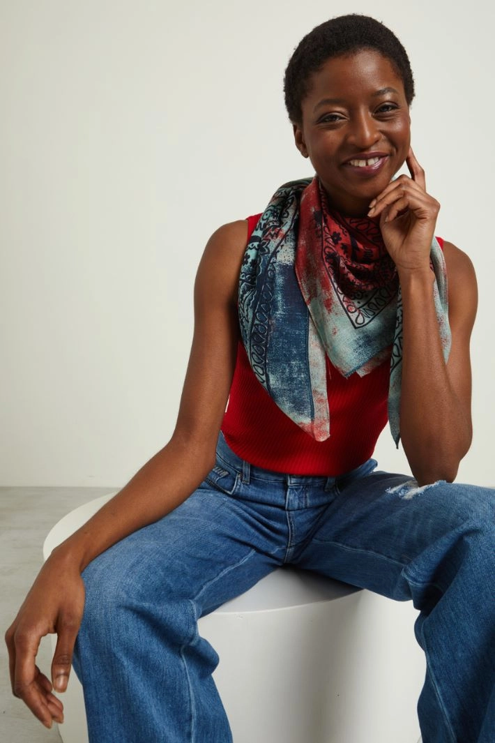 Viscose foulard - PETROL TURQUOISE