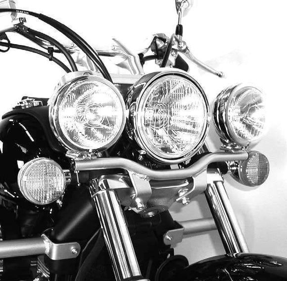 Hepco & Becker Twinlight (road) lights with bracket and cable - chromeRef: HBE04536A / 400951 00 02