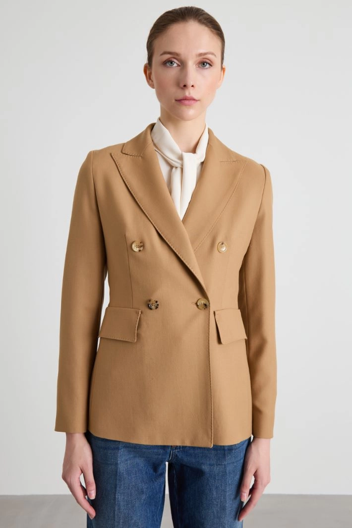 Gabardine wool blazer - CAMEL