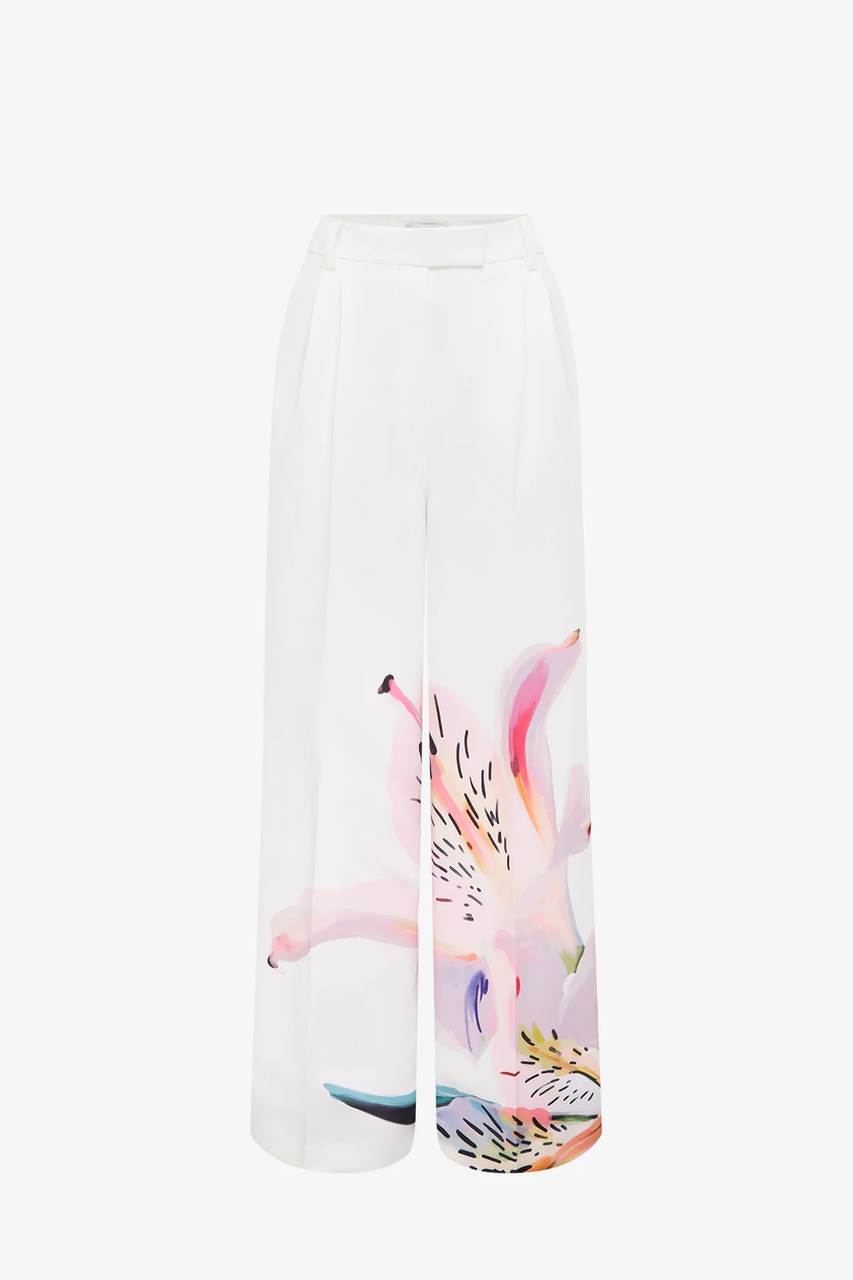 Elisha Wide Leg Pants - Lily Print in Snow