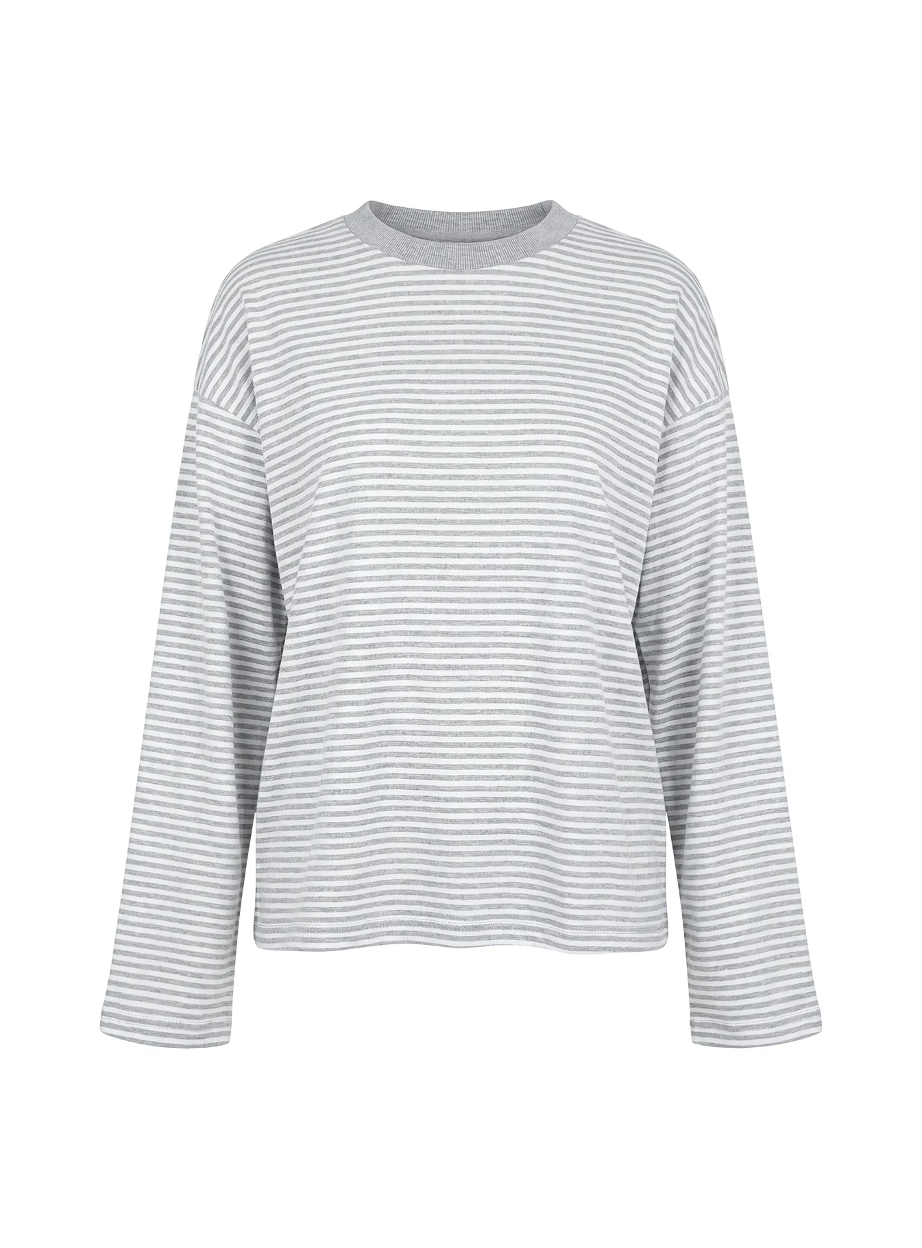 Settle Down Long Sleeve Top Grey / White Stripe