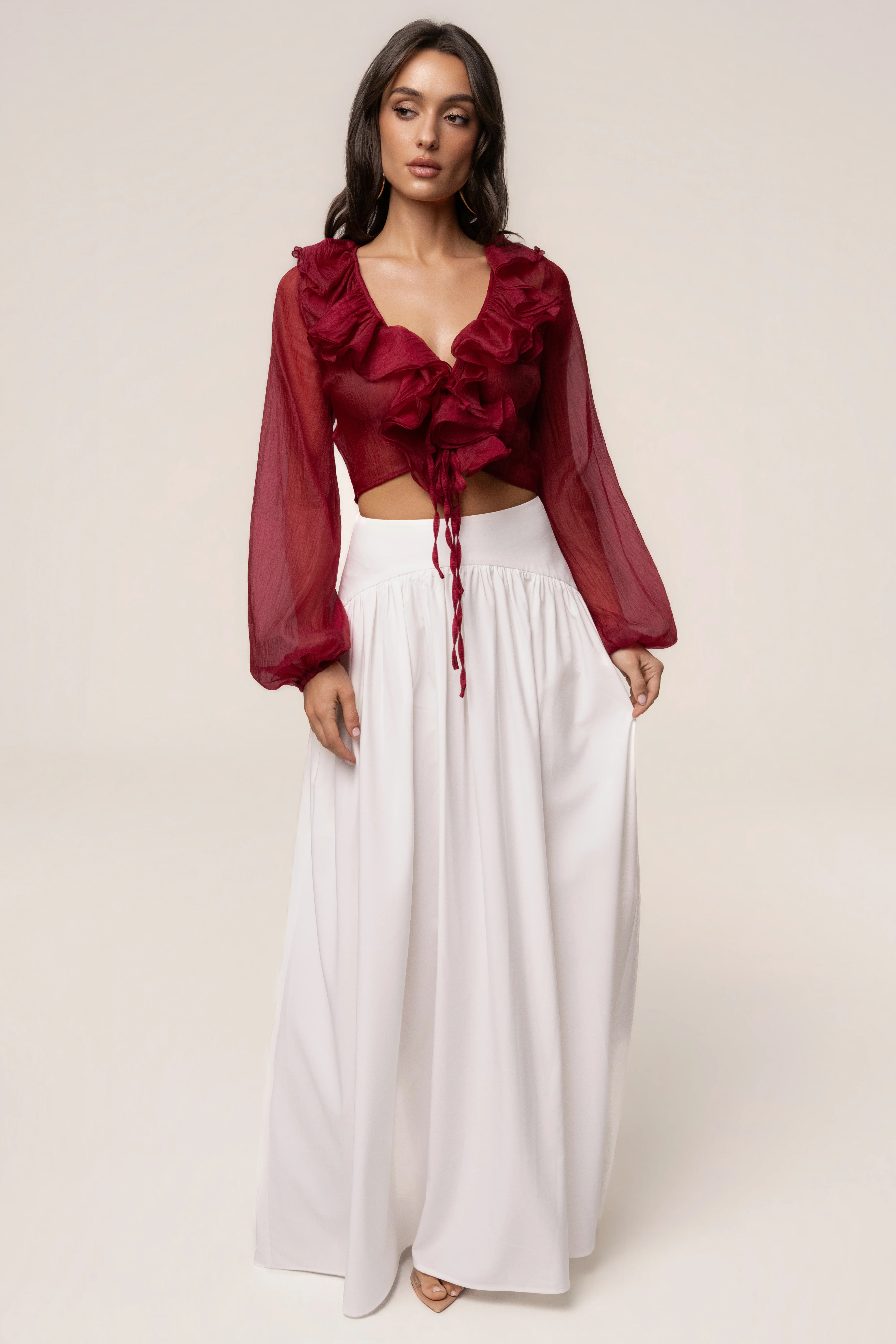Berry Delilah Ruffled Top