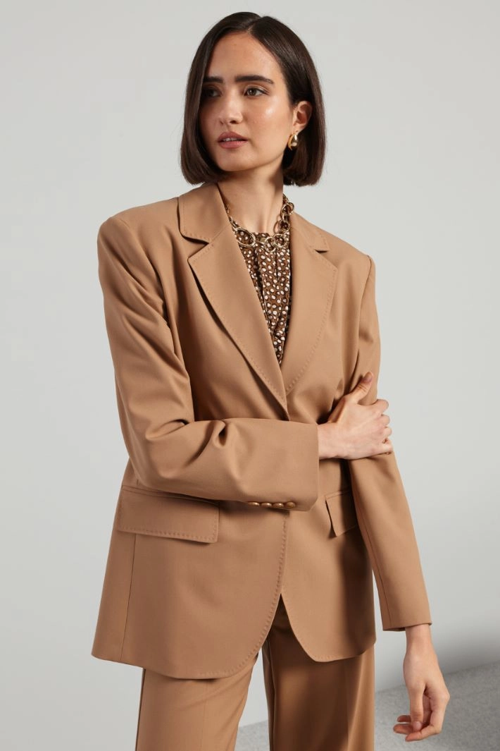 Top-stitched blazer - CAMEL
