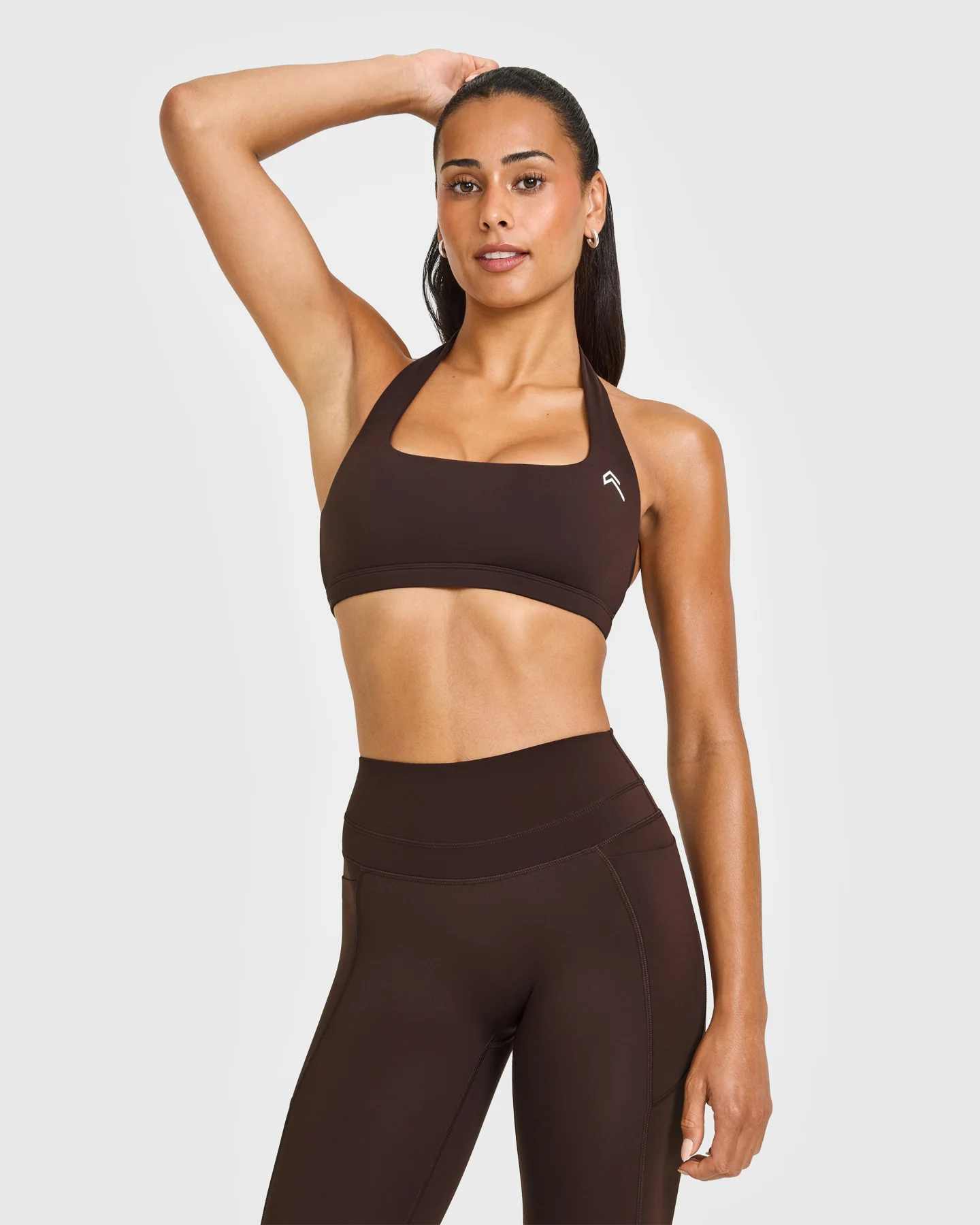 EasyLift™ Halter Bralette with White Logo | 70% Cocoa