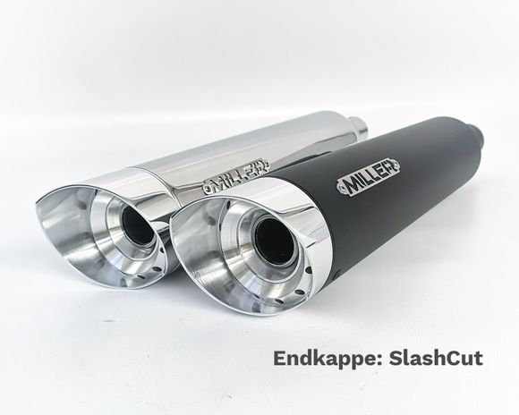 Miller Complete Exhaust System - Black SlashCut Polish OutletRef: Mil00759A / Hd-Oshcd.08